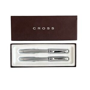 Cross Athens Satin Chrome Ballpoint  Pen & 0.9‎ mm Pencil Gift Set